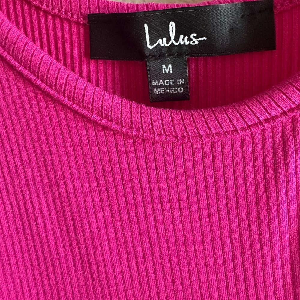 Lulu's Pink Ribbed Crew Neck Sweater